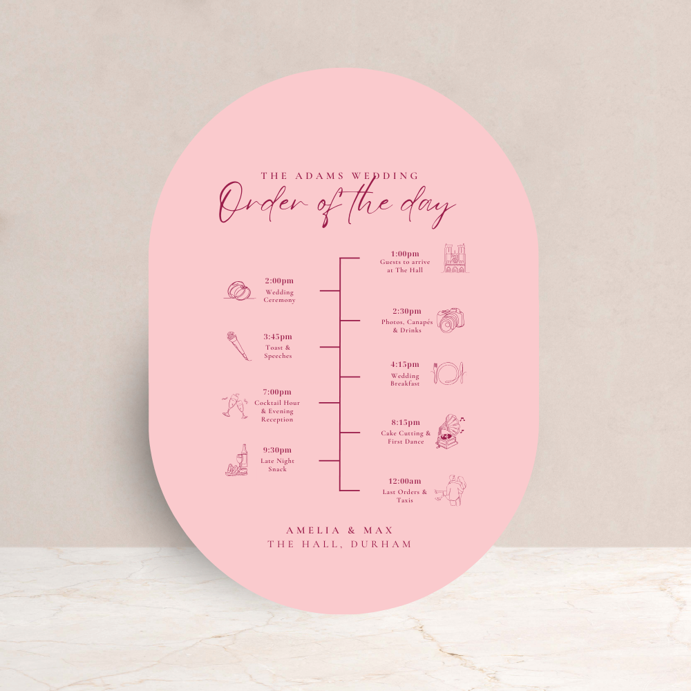 Amelia Wedding Order of the Day Sign - The Ivy Collection | Luxury Wedding Stationery
