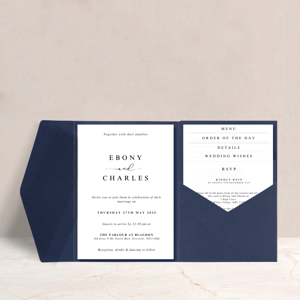 Ebony Wedding Luxury Pocketfold Invitation