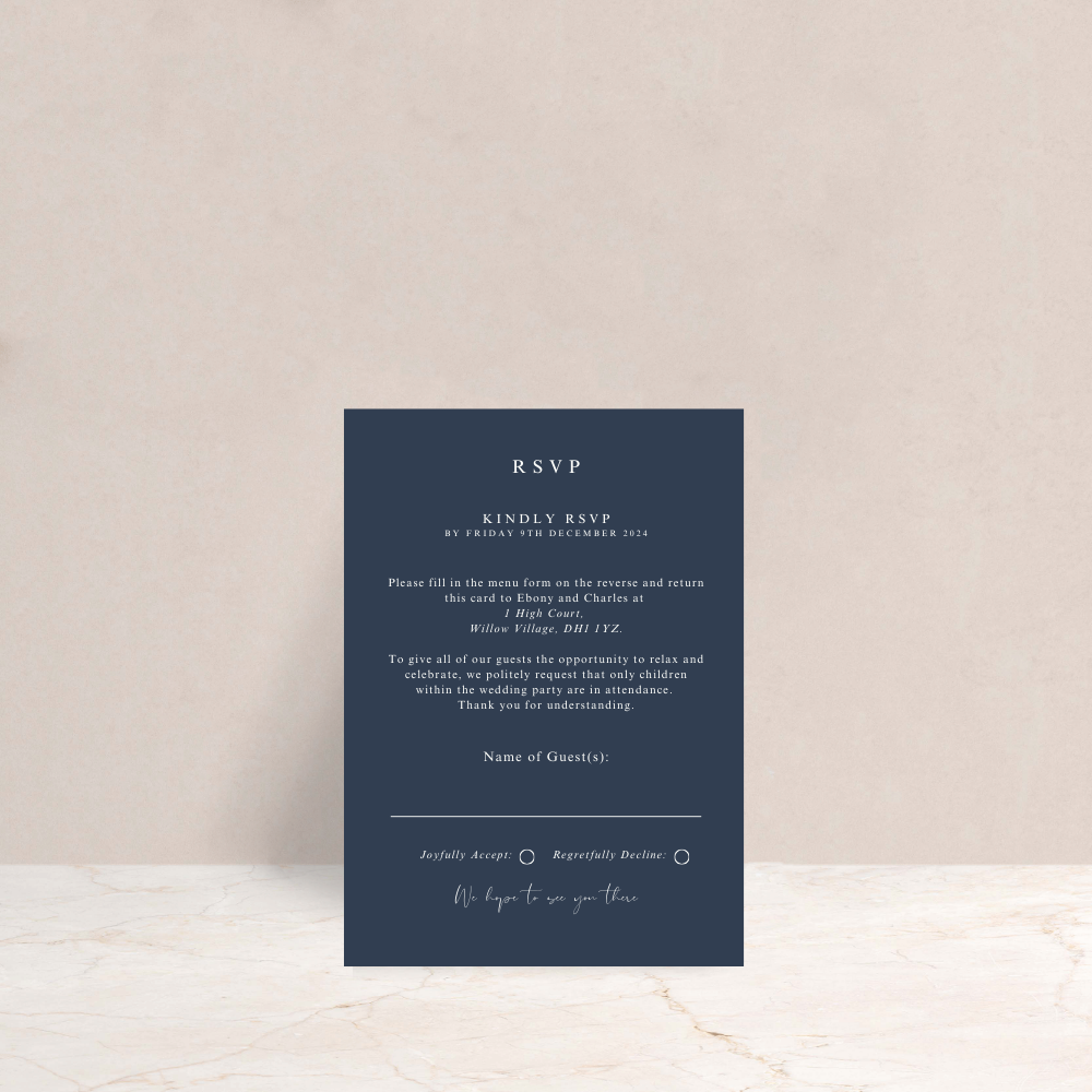 Ebony Wedding Invitation RSVP Card