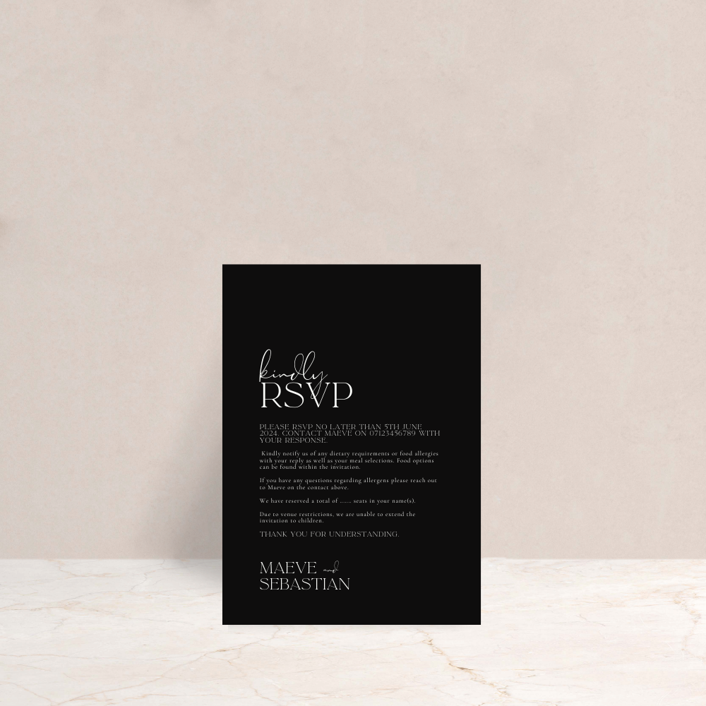 MAEVE Wedding Invitation RSVP Card - The Ivy Collection | Luxury Wedding Stationery