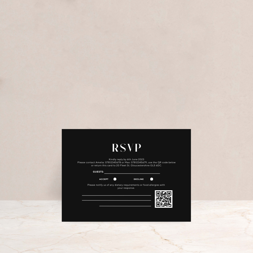 Annabel Wedding Invitation RSVP Card - The Ivy Collection | Luxury Wedding Stationery