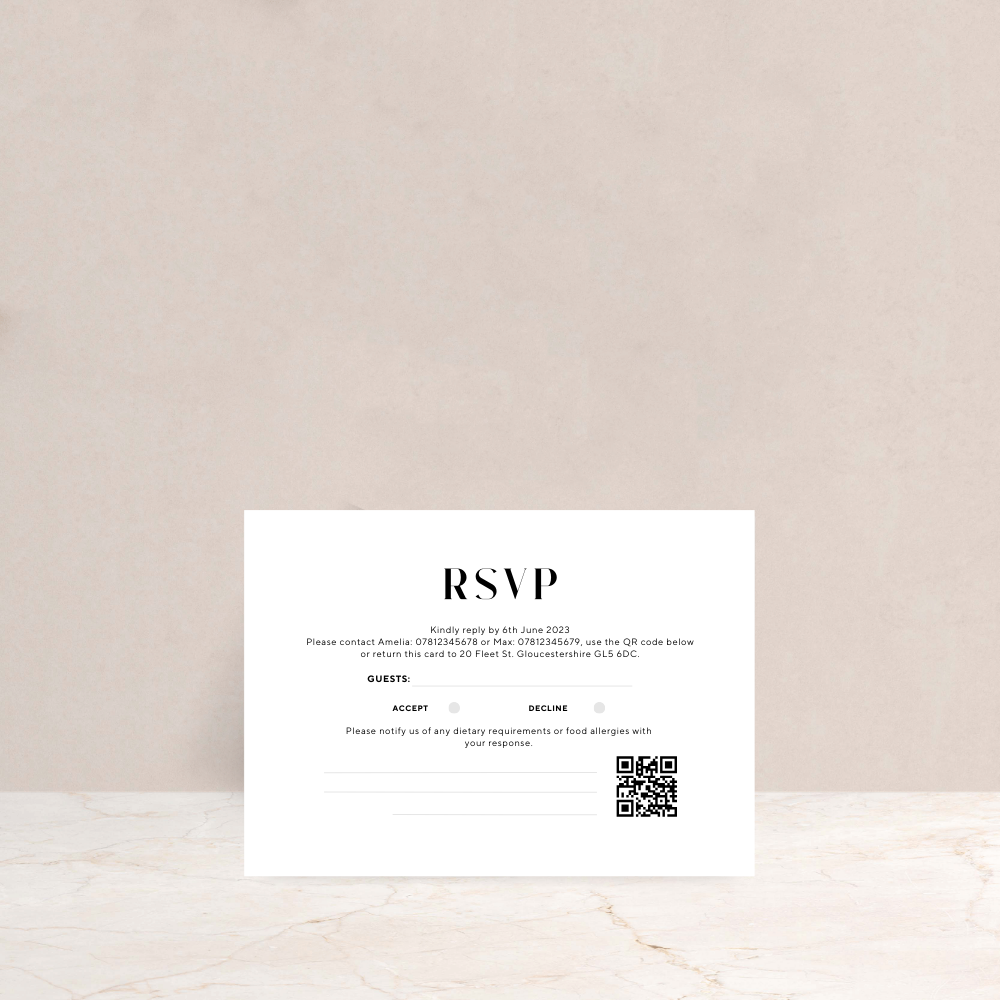 Annabel Wedding Invitation RSVP Card - The Ivy Collection | Luxury Wedding Stationery