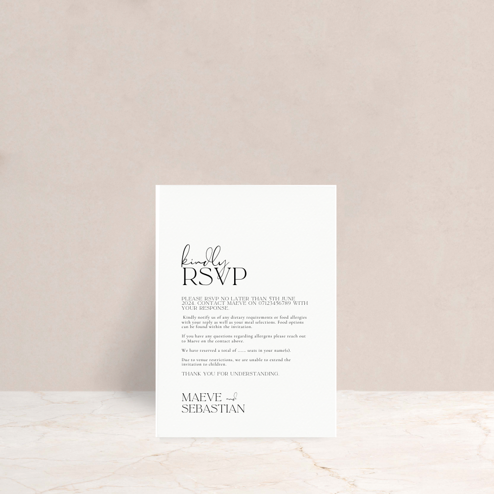 MAEVE Wedding Invitation RSVP Card - The Ivy Collection | Luxury Wedding Stationery