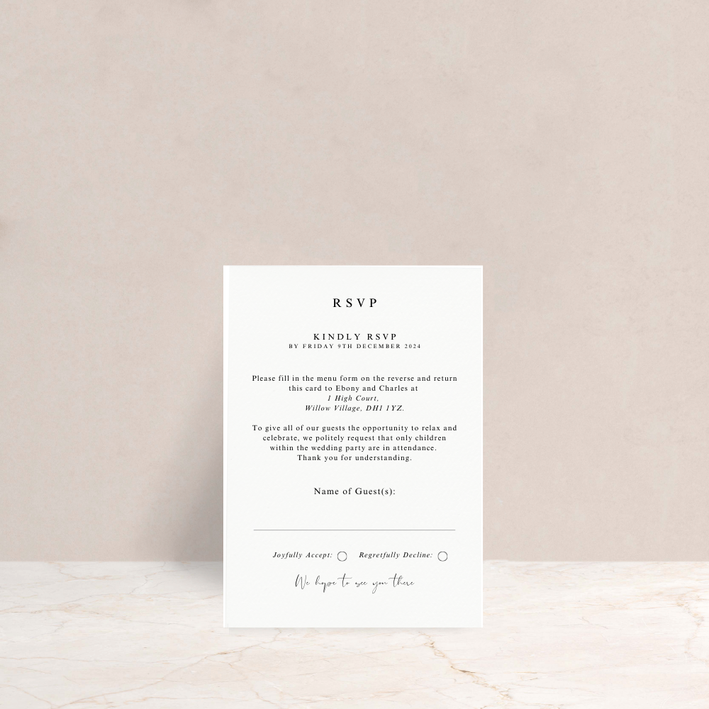 Ebony Wedding Invitation RSVP Card
