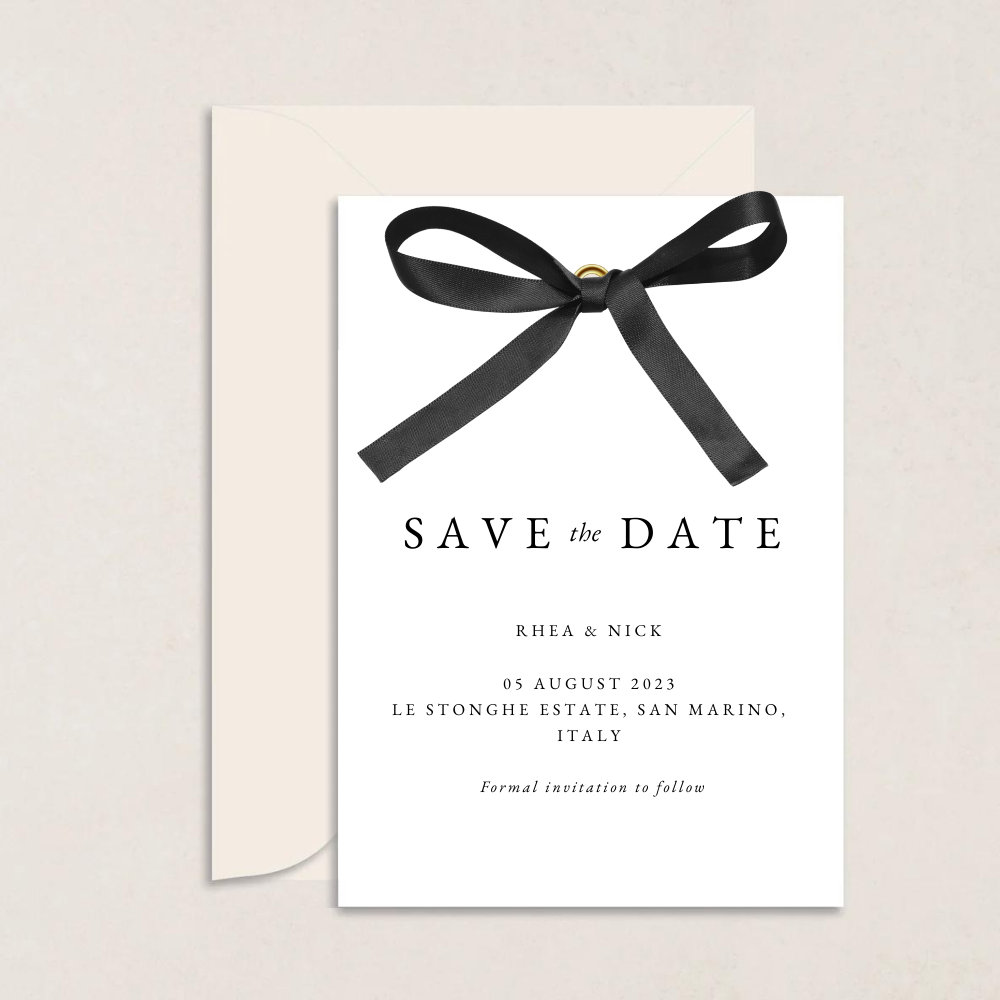 Rhea Ribbon Wedding Save the Date - The Ivy Collection | Luxury Wedding Stationery