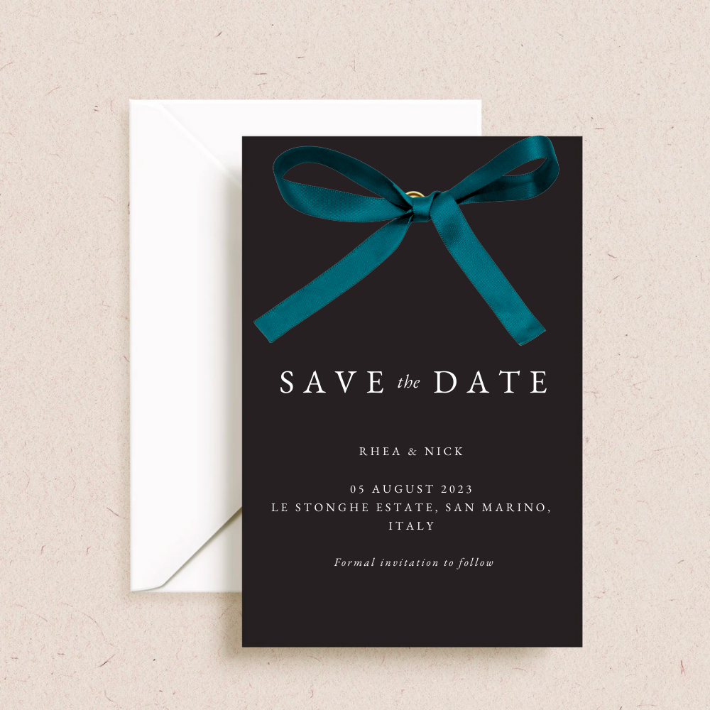 Rhea Ribbon Wedding Save the Date - The Ivy Collection | Luxury Wedding Stationery