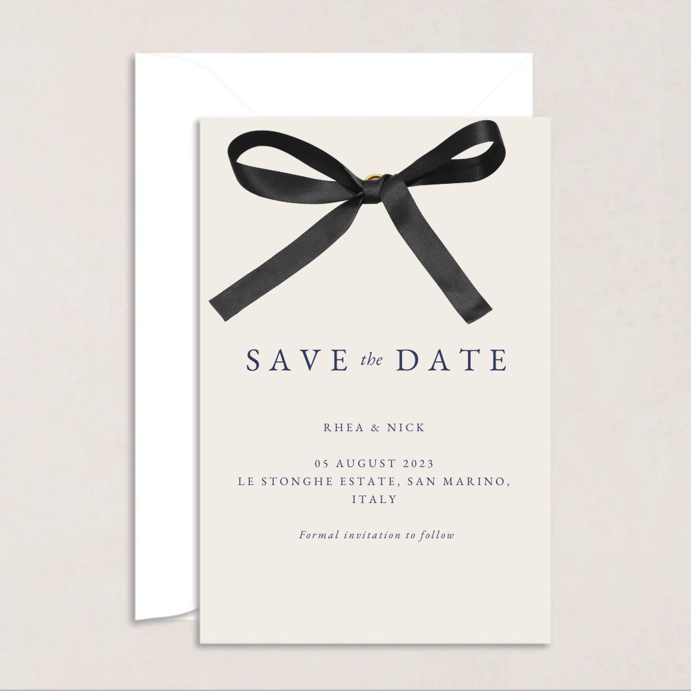 Rhea Ribbon Wedding Save the Date - The Ivy Collection | Luxury Wedding Stationery