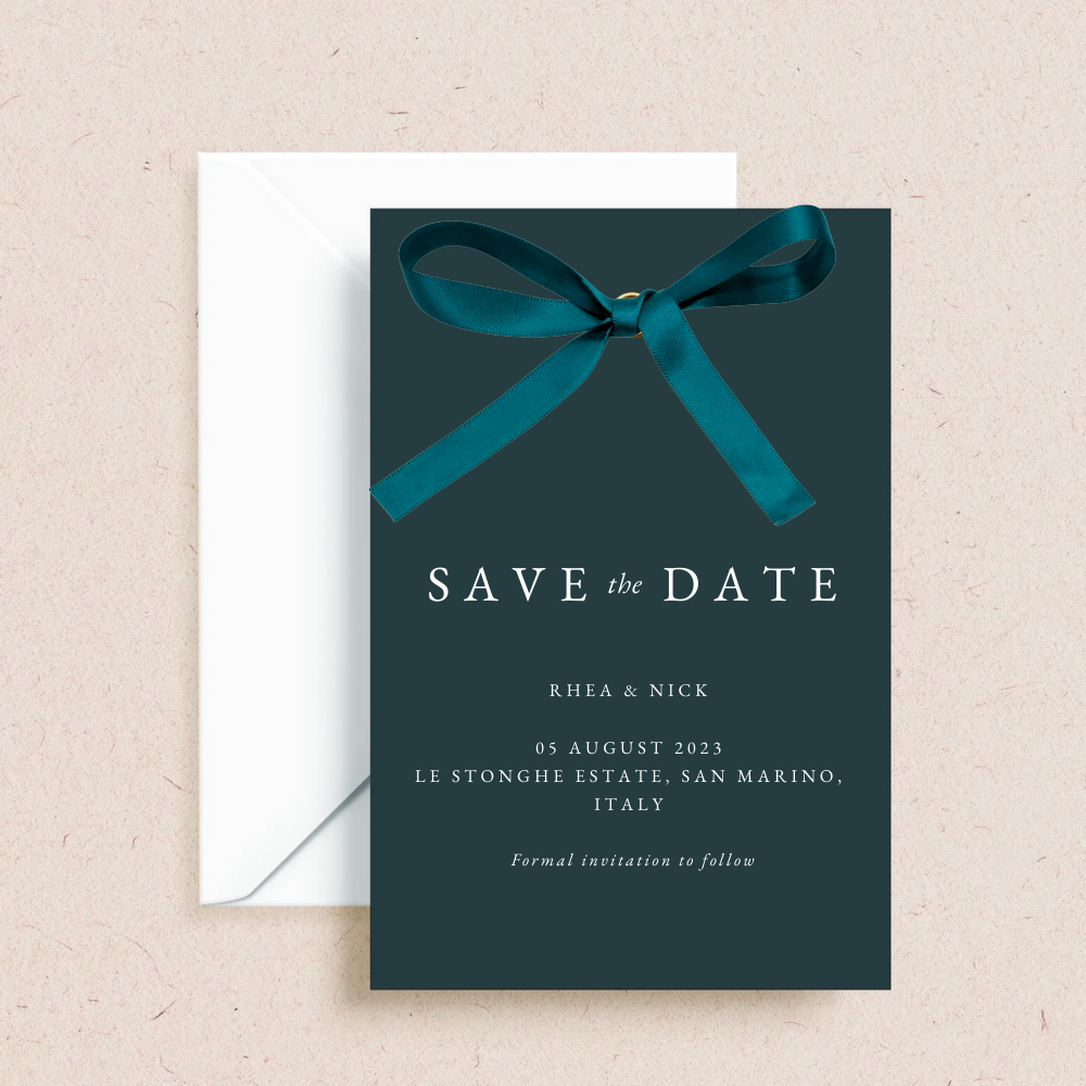 Rhea Ribbon Wedding Save the Date - The Ivy Collection | Luxury Wedding Stationery
