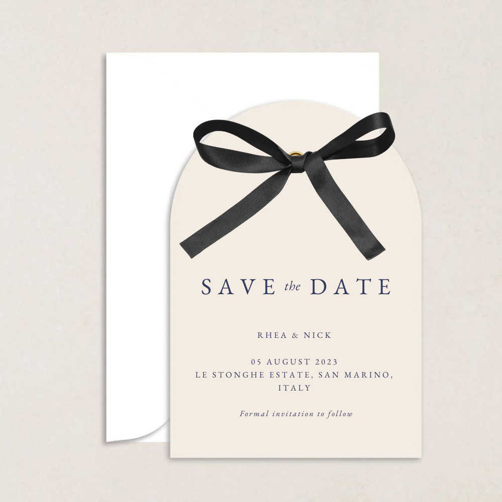 Rhea Ribbon Wedding Save the Date - The Ivy Collection | Luxury Wedding Stationery