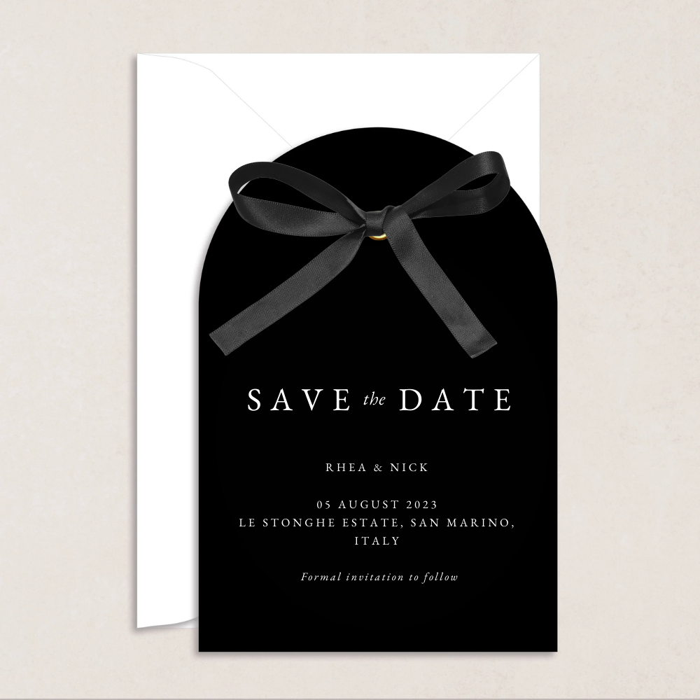 Rhea Ribbon Wedding Save the Date - The Ivy Collection | Luxury Wedding Stationery