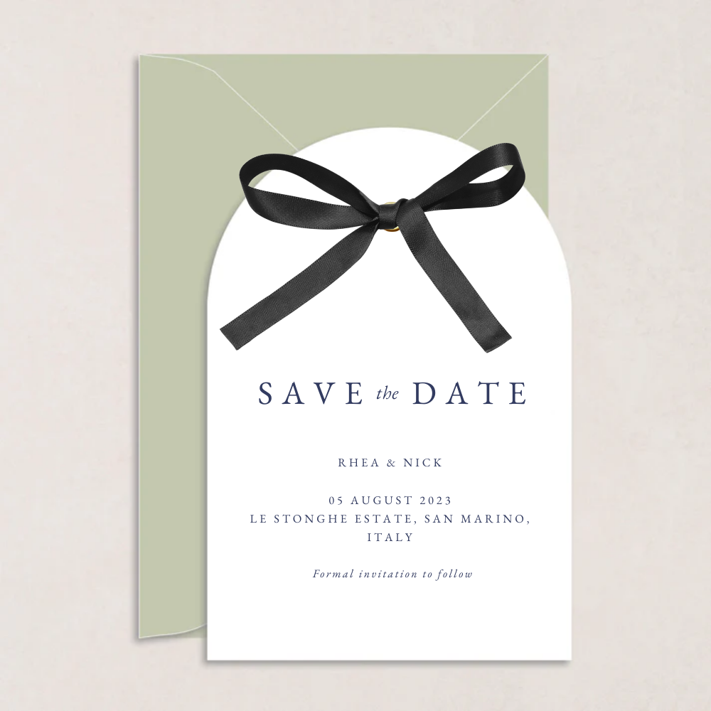 Rhea Ribbon Wedding Save the Date - The Ivy Collection | Luxury Wedding Stationery