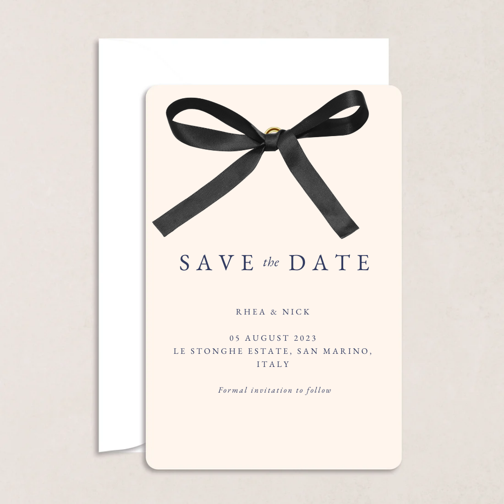 Rhea Ribbon Wedding Save the Date - The Ivy Collection | Luxury Wedding Stationery