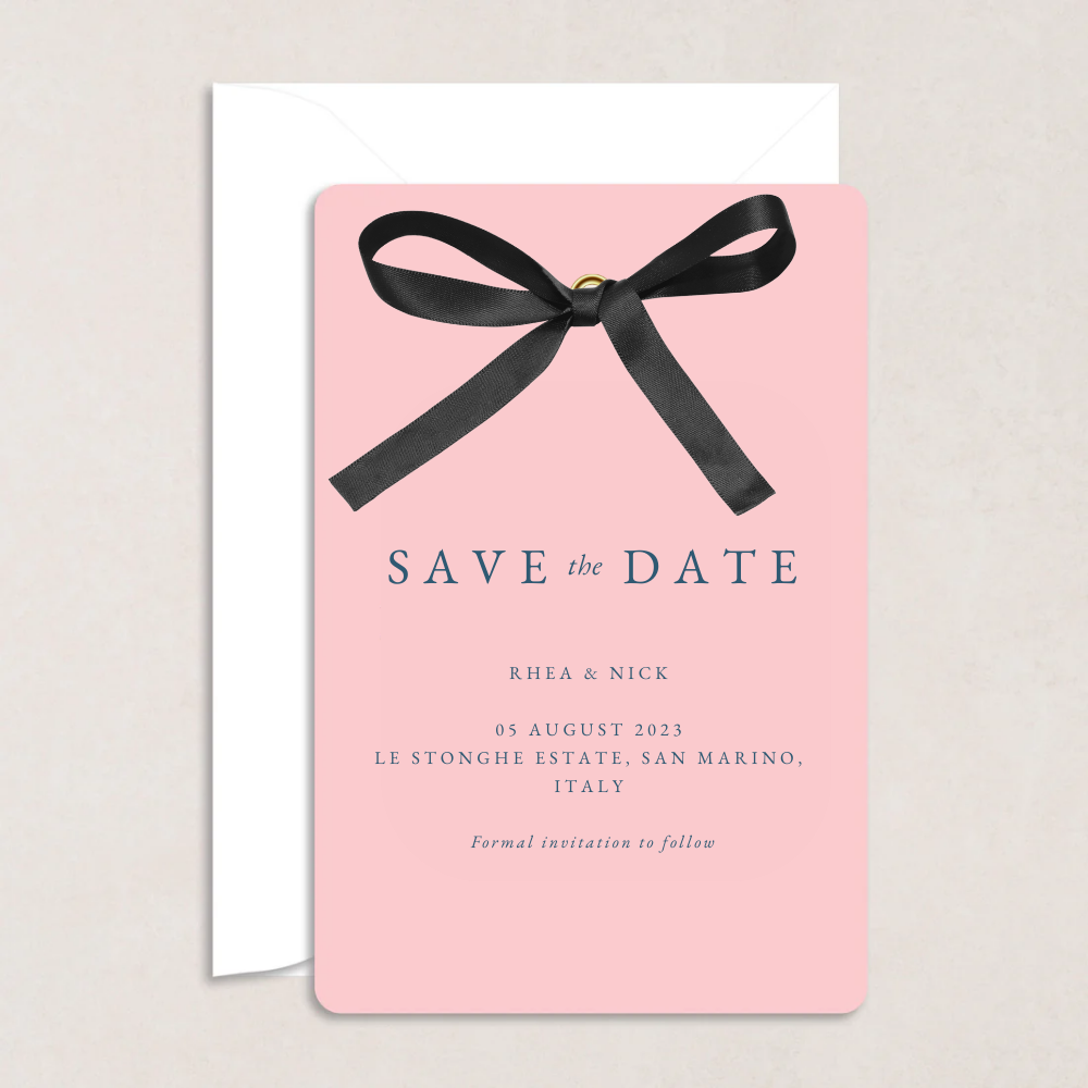 Rhea Ribbon Wedding Save the Date - The Ivy Collection | Luxury Wedding Stationery
