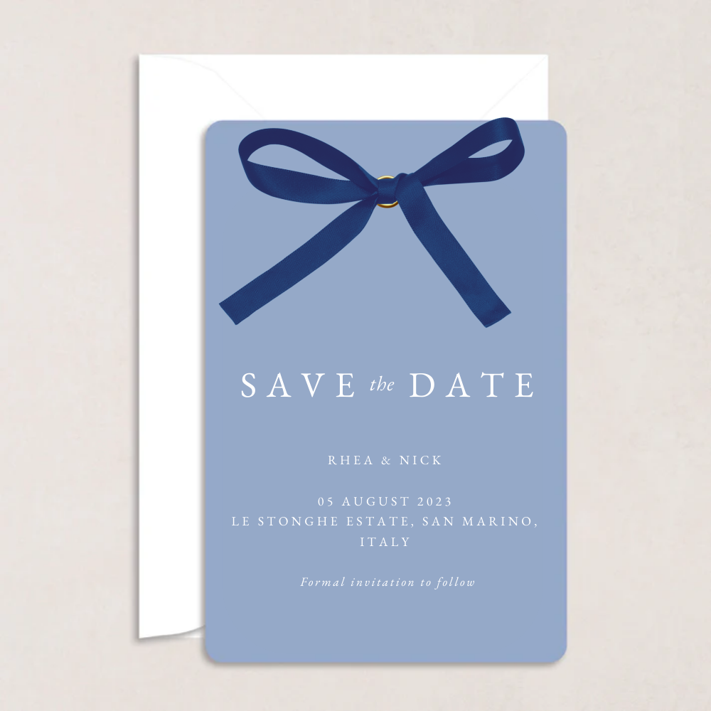 Rhea Ribbon Wedding Save the Date - The Ivy Collection | Luxury Wedding Stationery
