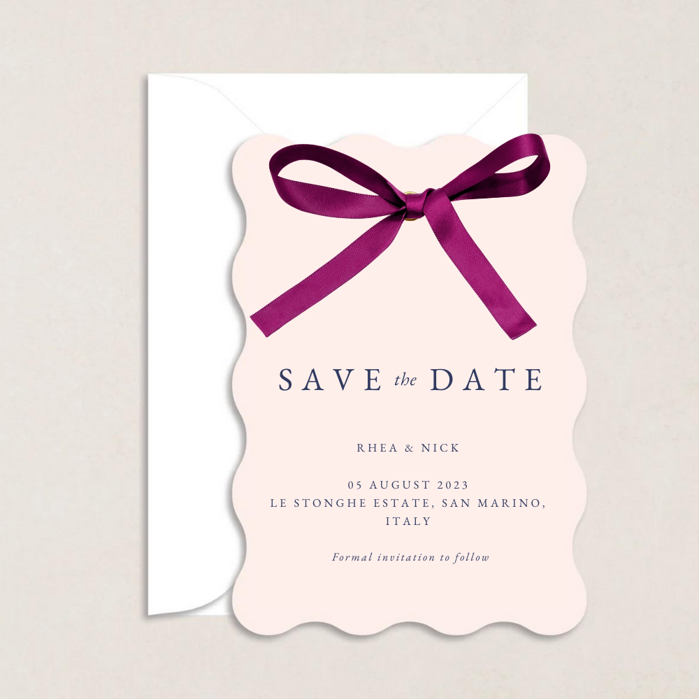 Rhea Ribbon Wedding Save the Date - The Ivy Collection | Luxury Wedding Stationery