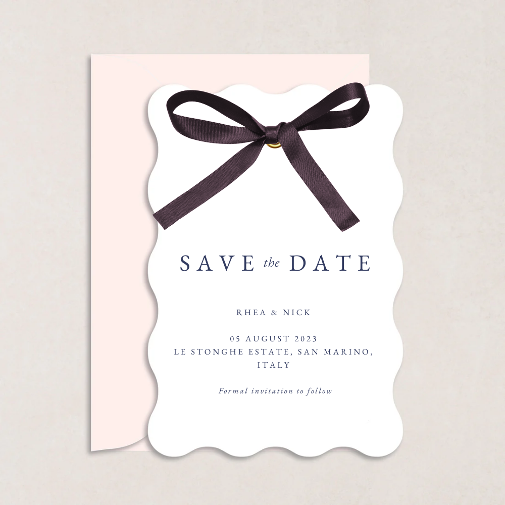 Rhea Ribbon Wedding Save the Date - The Ivy Collection | Luxury Wedding Stationery