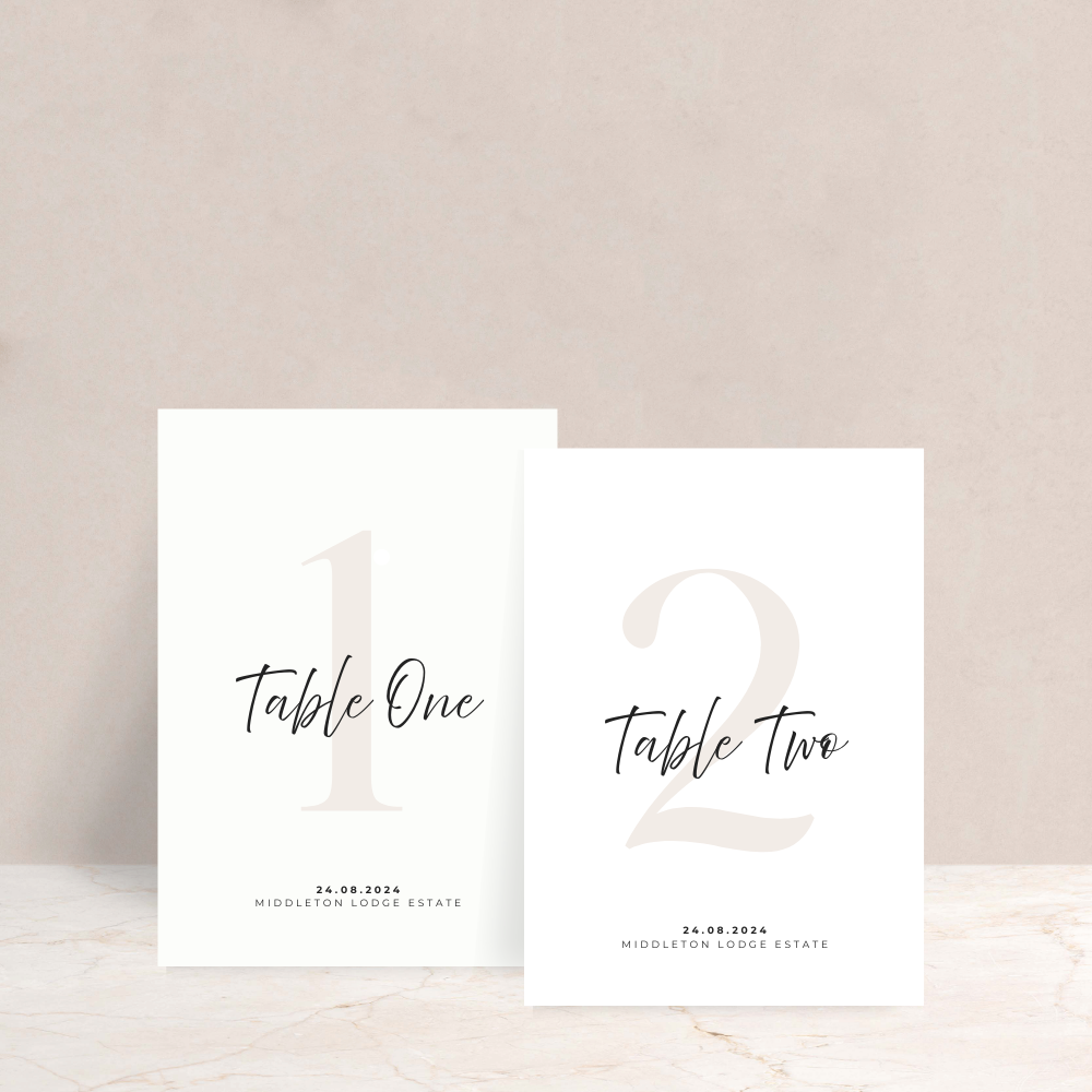 Rhi Wedding Table Numbers - The Ivy Collection | Luxury Wedding Stationery