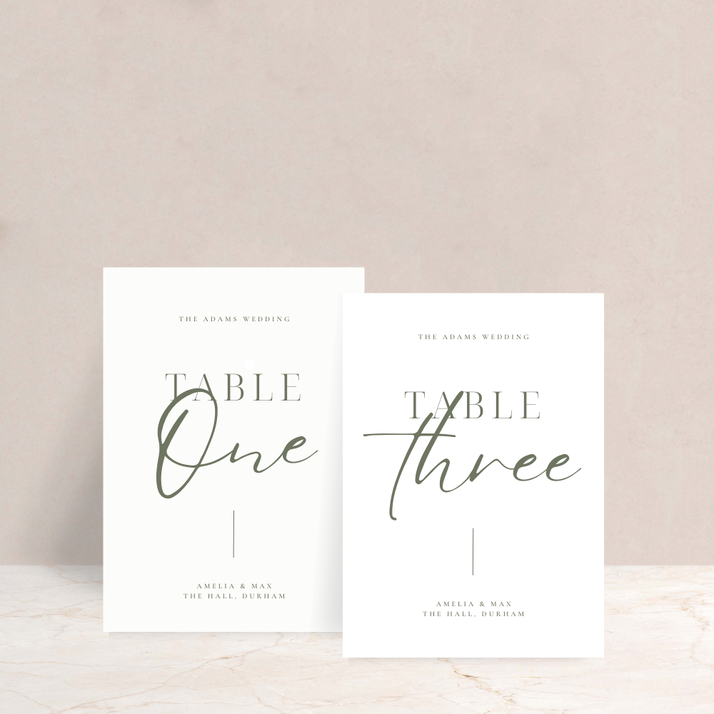 Amelia Wedding Table Numbers - The Ivy Collection | Luxury Wedding Stationery