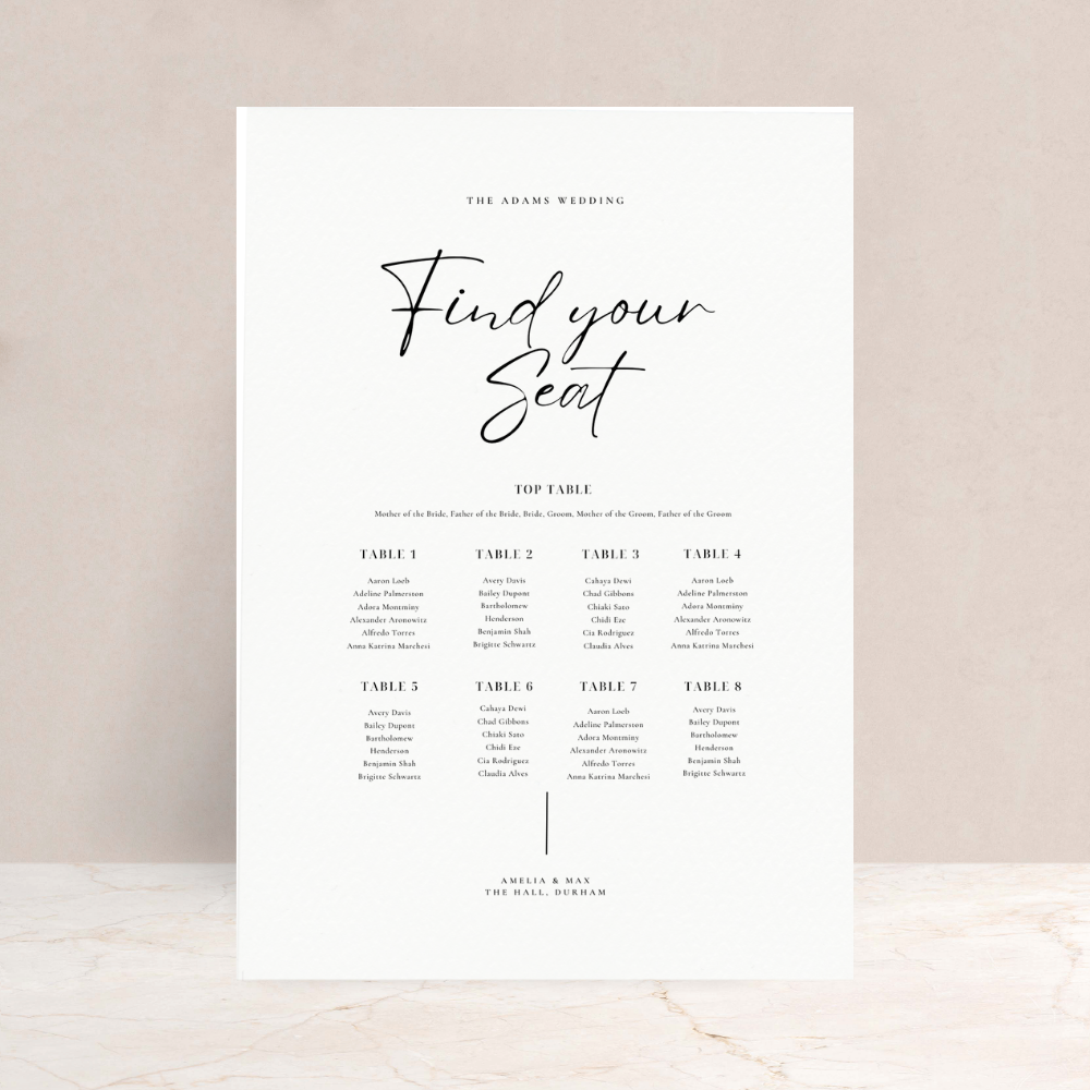 Amelia Wedding Table Plan Sign - The Ivy Collection | Luxury Wedding Stationery
