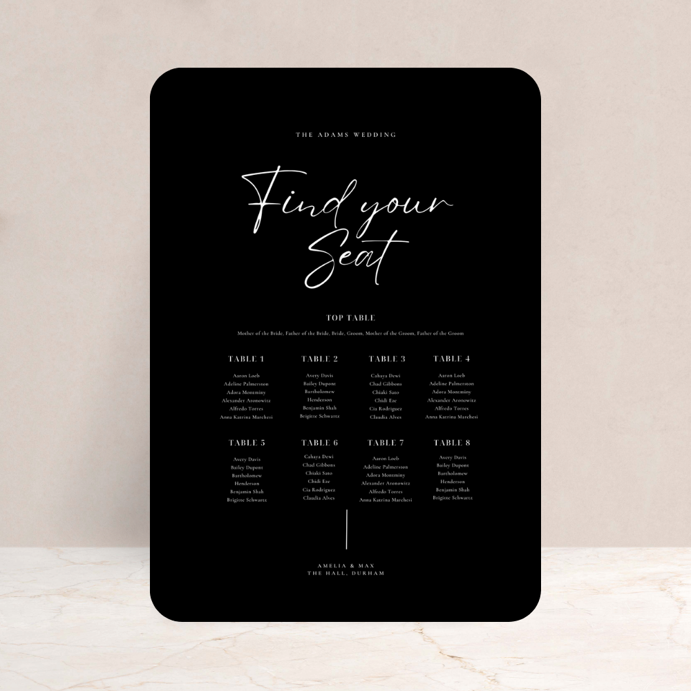 Amelia Wedding Table Plan Sign - The Ivy Collection | Luxury Wedding Stationery