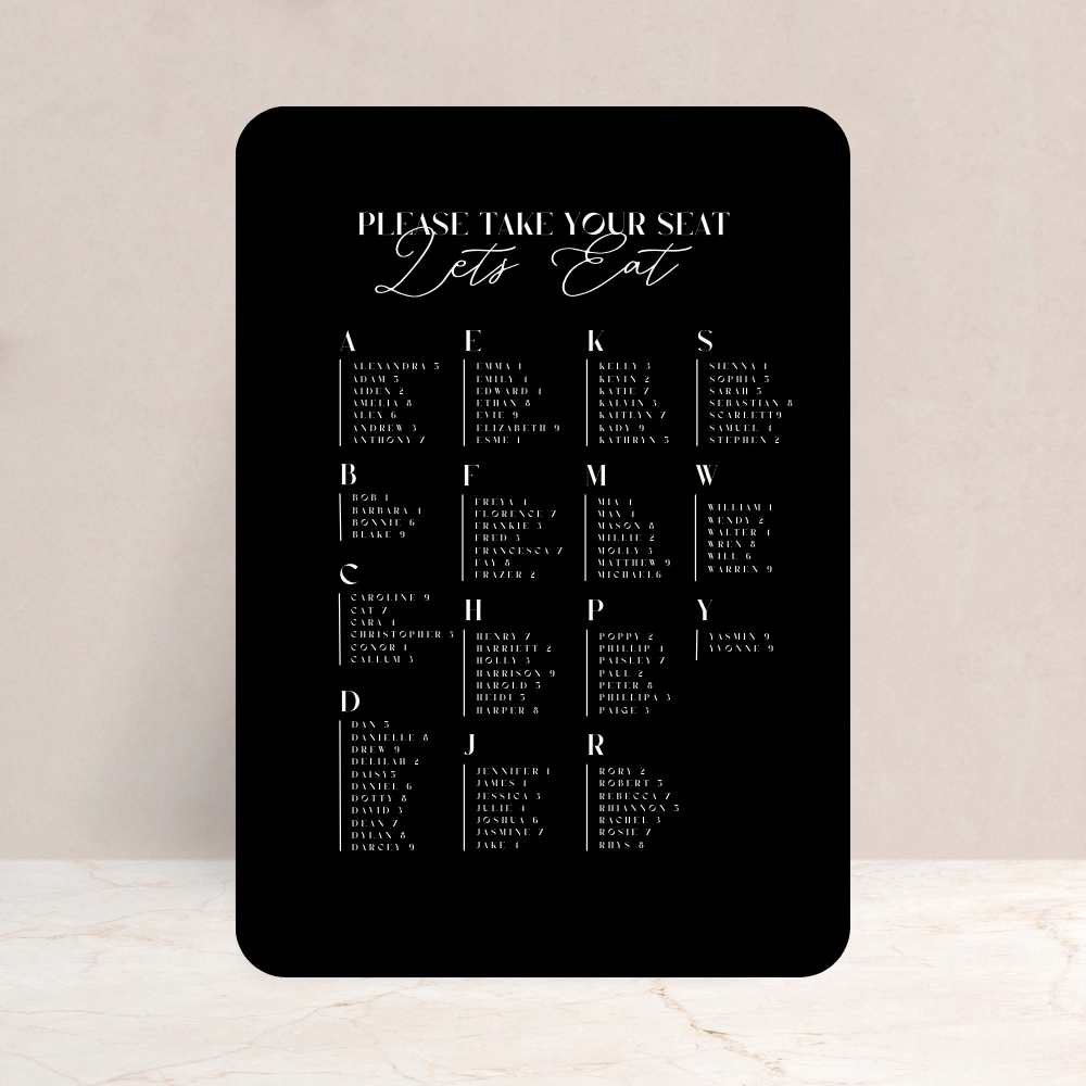 Annabel Wedding Table Plan Sign - The Ivy Collection | Luxury Wedding Stationery