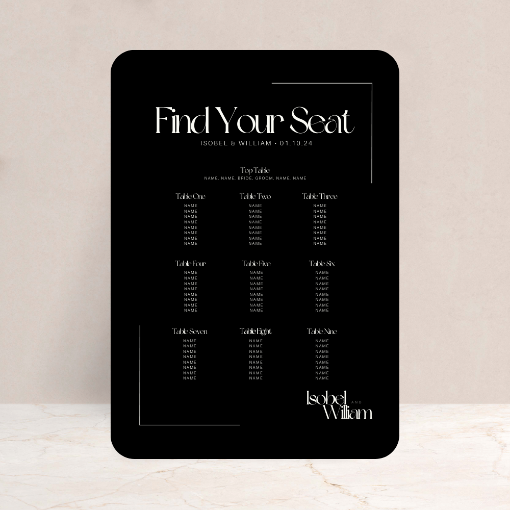 Isobel Wedding Table Plan Sign