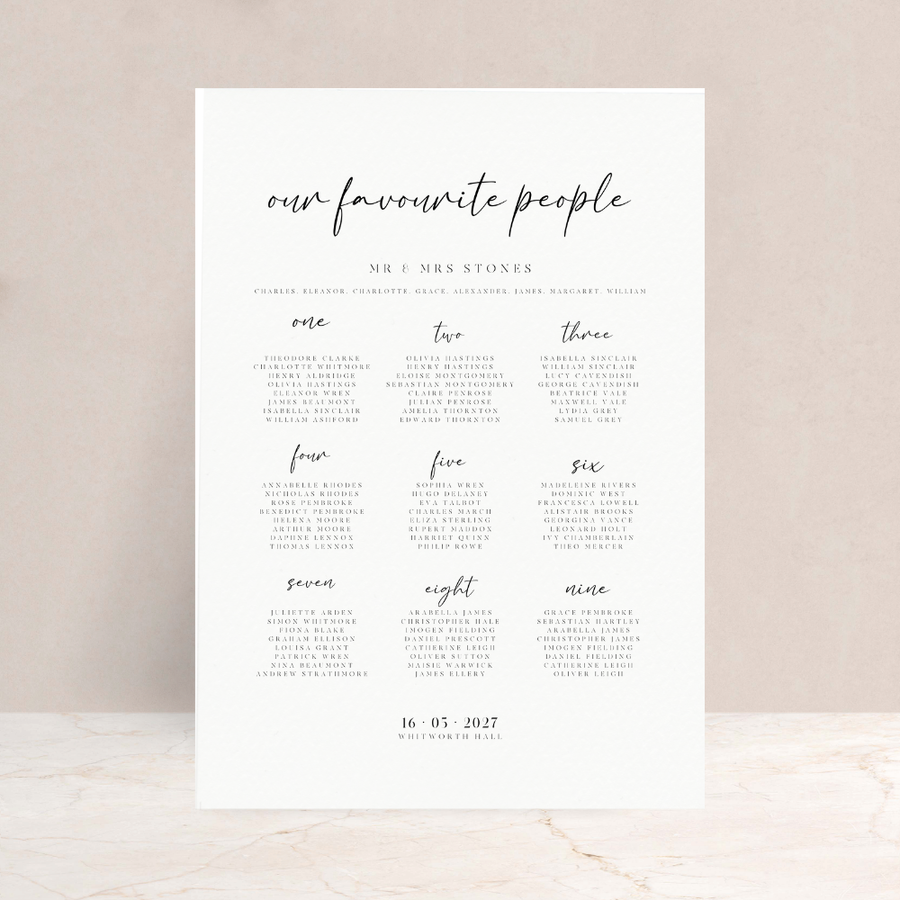 Grace Wedding Table Plan Sign