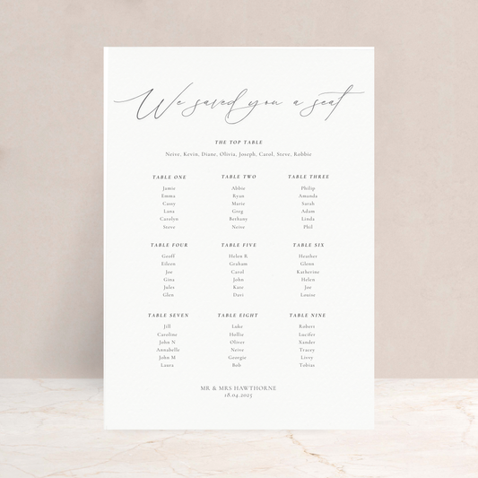 Olivia Wedding Table Plan Sign