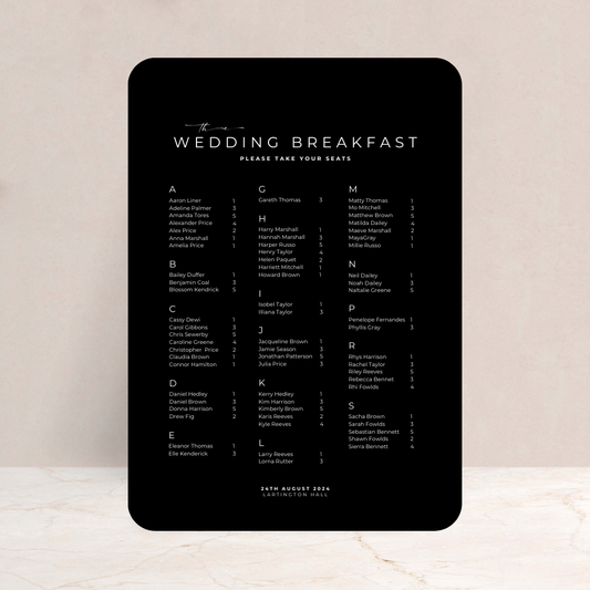 Ruby Wedding Table Plan Sign - The Ivy Collection | Luxury Wedding Stationery