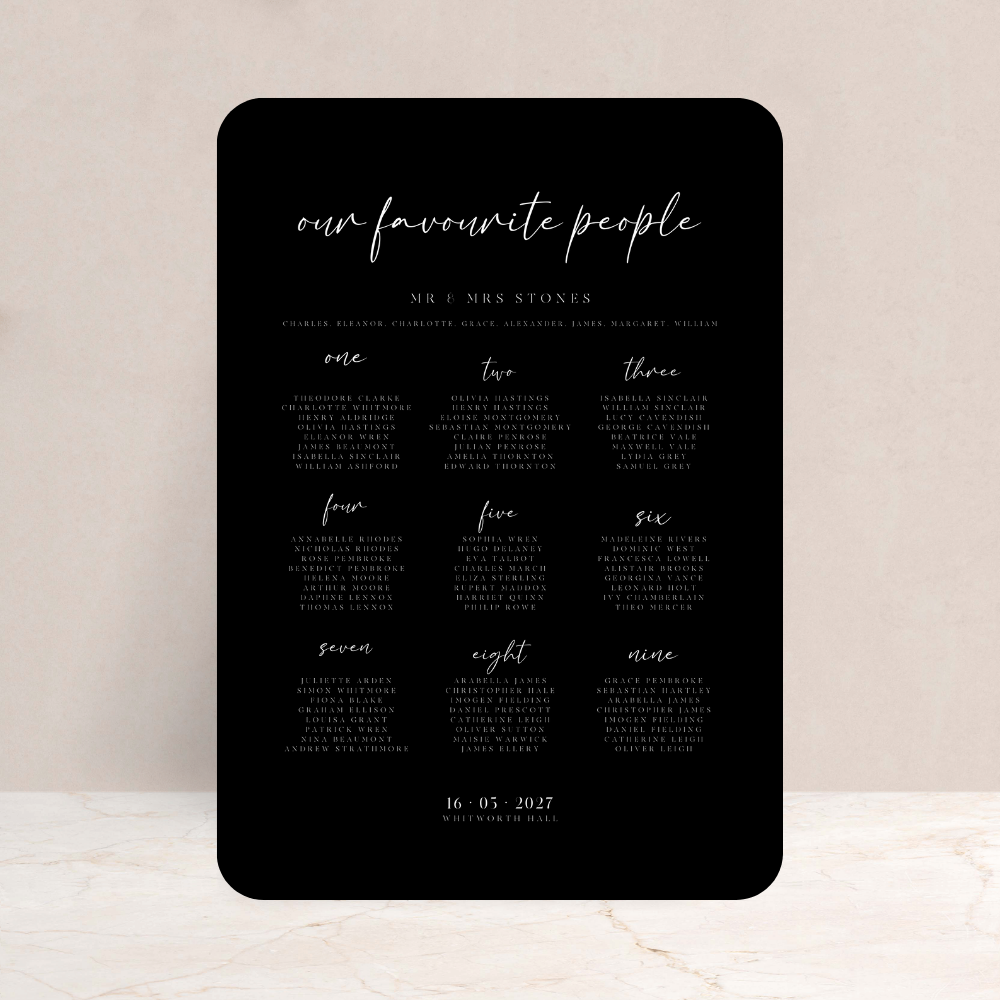 Grace Wedding Table Plan Sign
