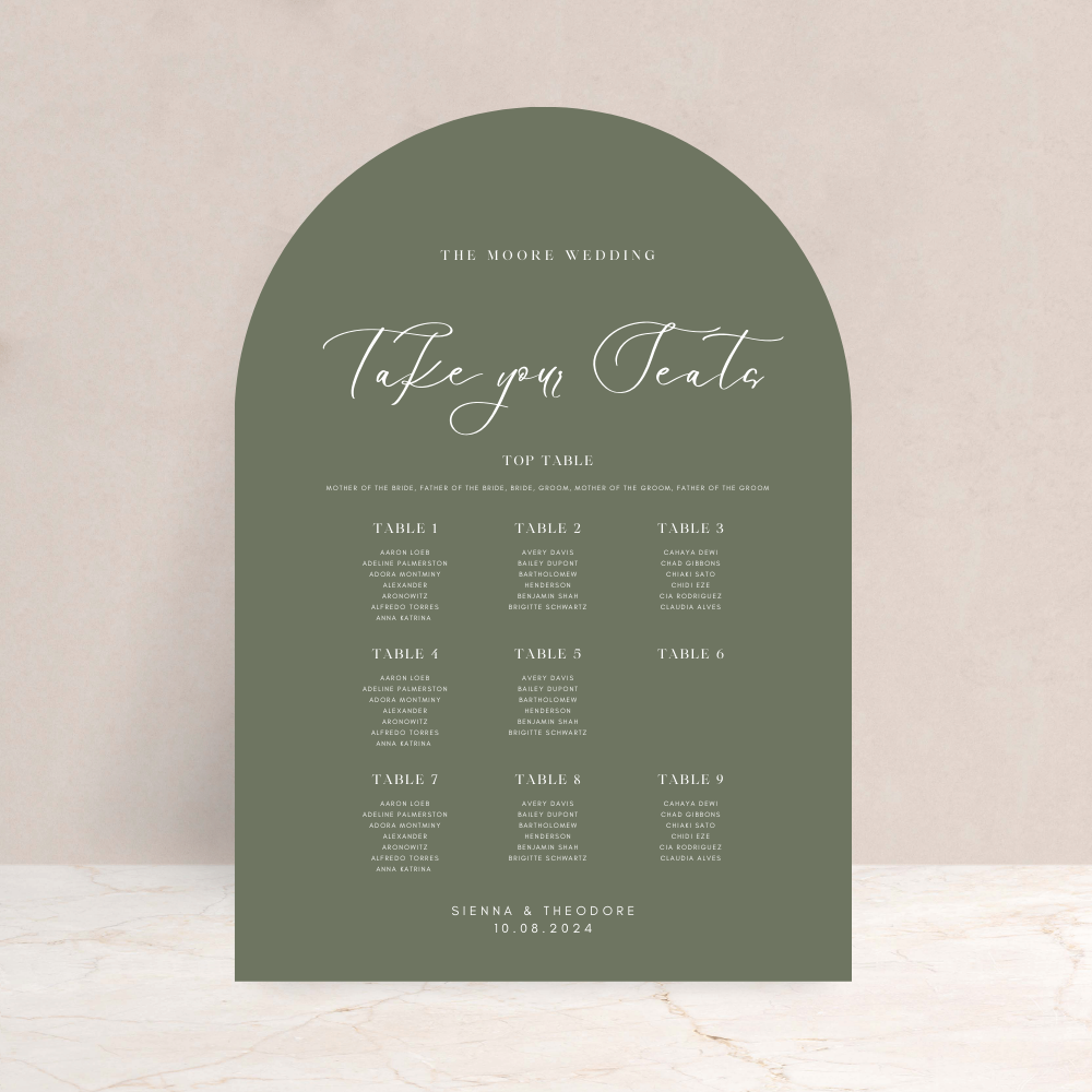 Sienna Wedding Table Plan Sign