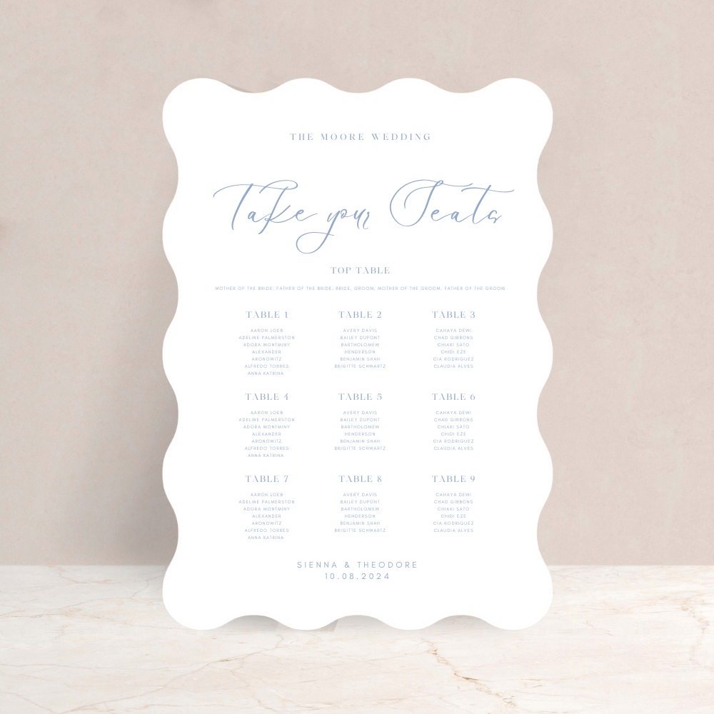 Sienna Wedding Table Plan Sign