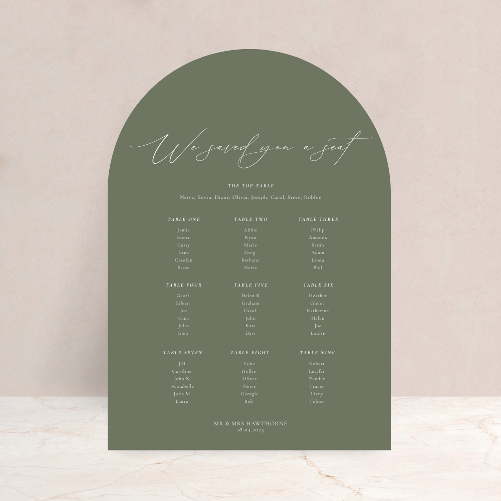 Olivia Wedding Table Plan Sign