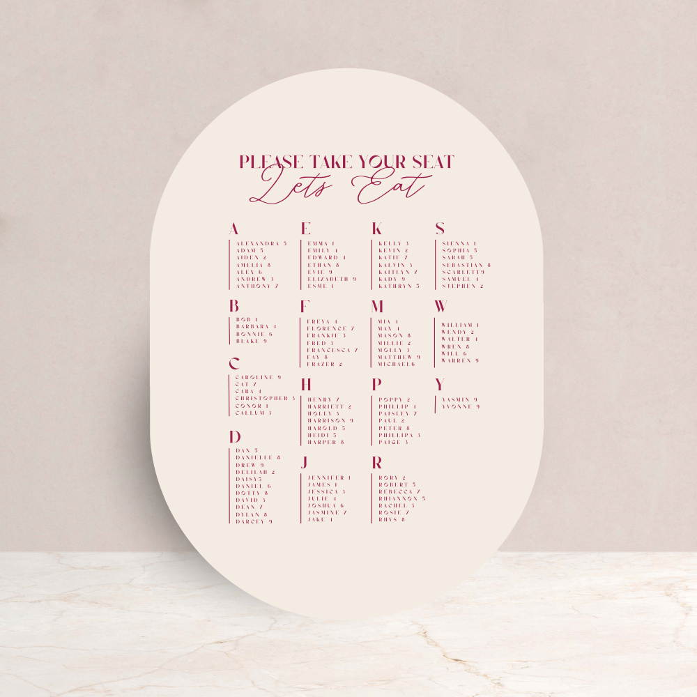 Annabel Wedding Table Plan Sign - The Ivy Collection | Luxury Wedding Stationery