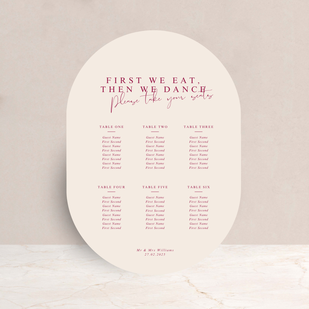 Ebony Wedding Table Plan Sign