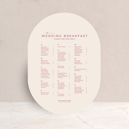 Ruby Wedding Table Plan Sign - The Ivy Collection | Luxury Wedding Stationery
