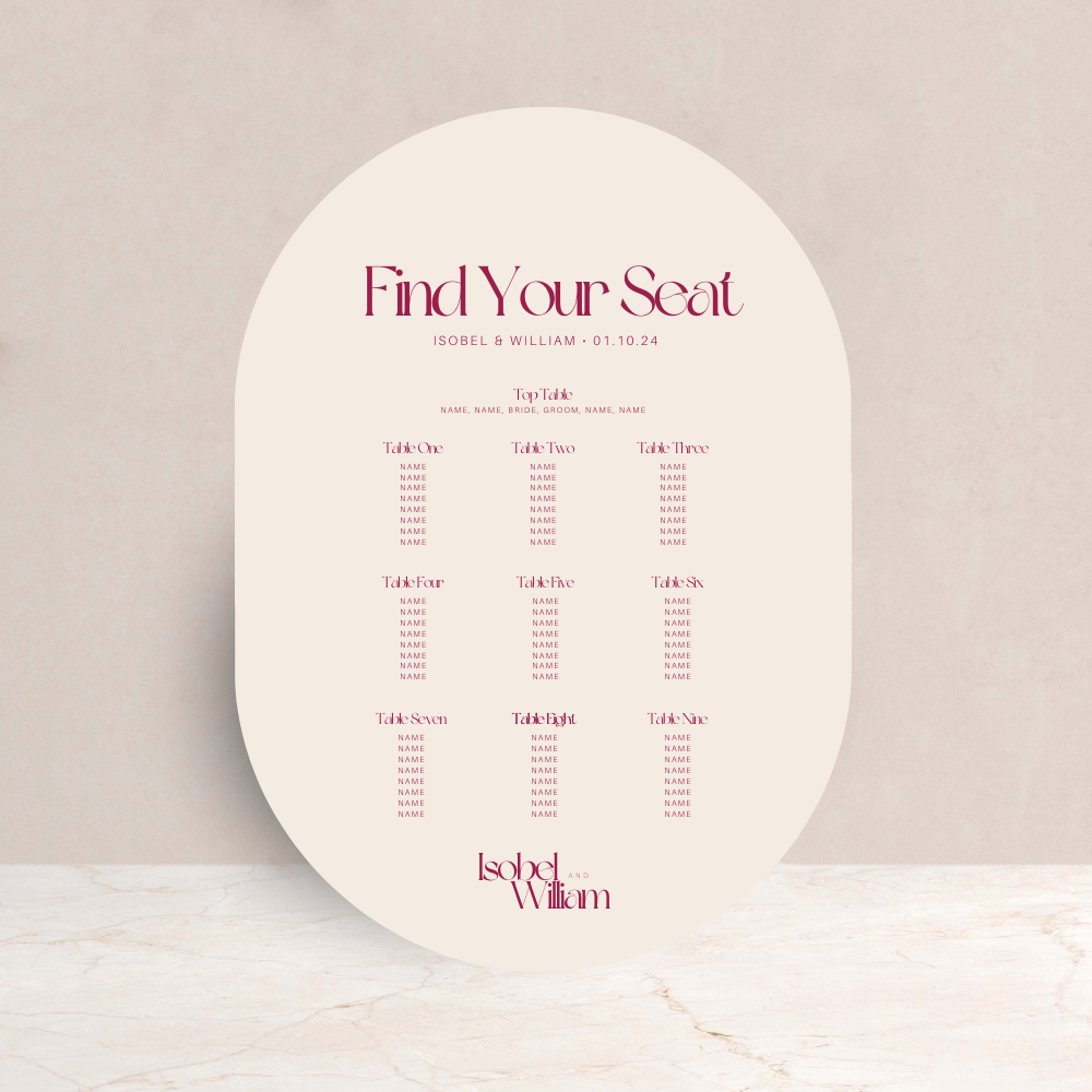 Isobel Wedding Table Plan Sign