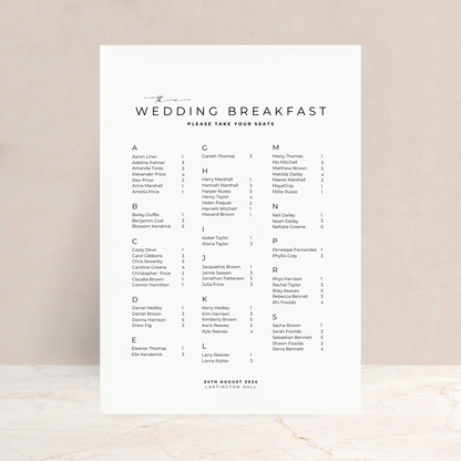 Ruby Wedding Table Plan Sign - The Ivy Collection | Luxury Wedding Stationery