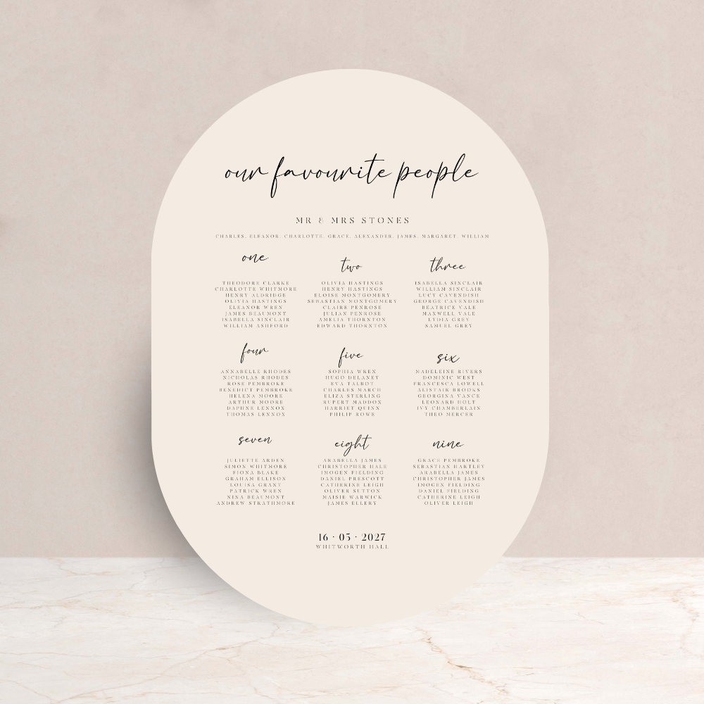 Grace Wedding Table Plan Sign