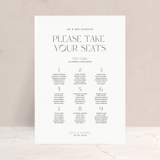 Elle Wedding Table Plan Sign - The Ivy Collection | Luxury Wedding Stationery