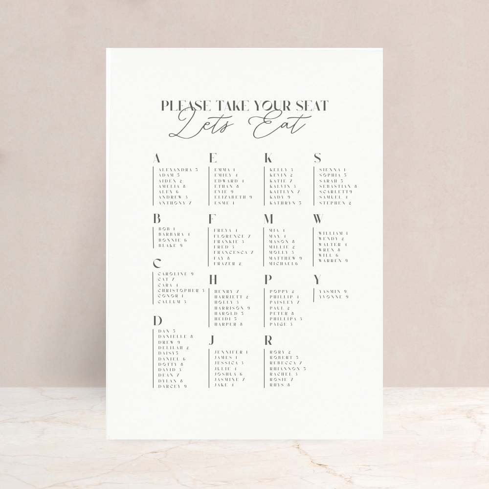 Annabel Wedding Table Plan Sign - The Ivy Collection | Luxury Wedding Stationery