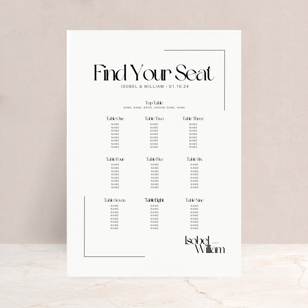 Isobel Wedding Table Plan Sign