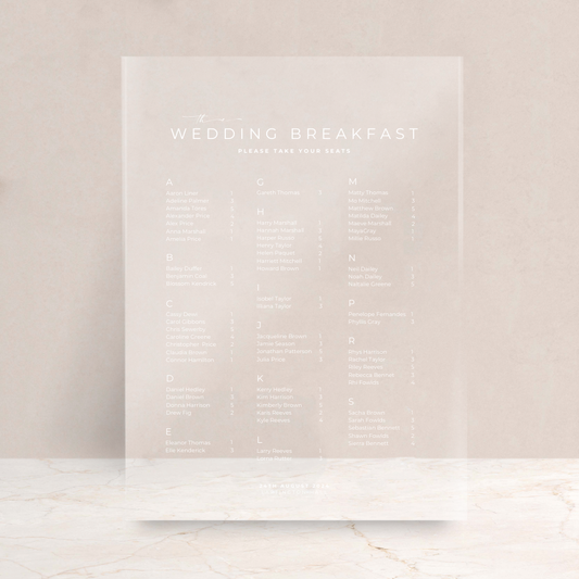 Ruby Wedding Acrylic Table Plan Sign - The Ivy Collection | Luxury Wedding Stationery