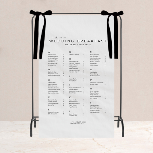 Ruby Wedding Table Plan Fabric Sign - The Ivy Collection | Luxury Wedding Stationery