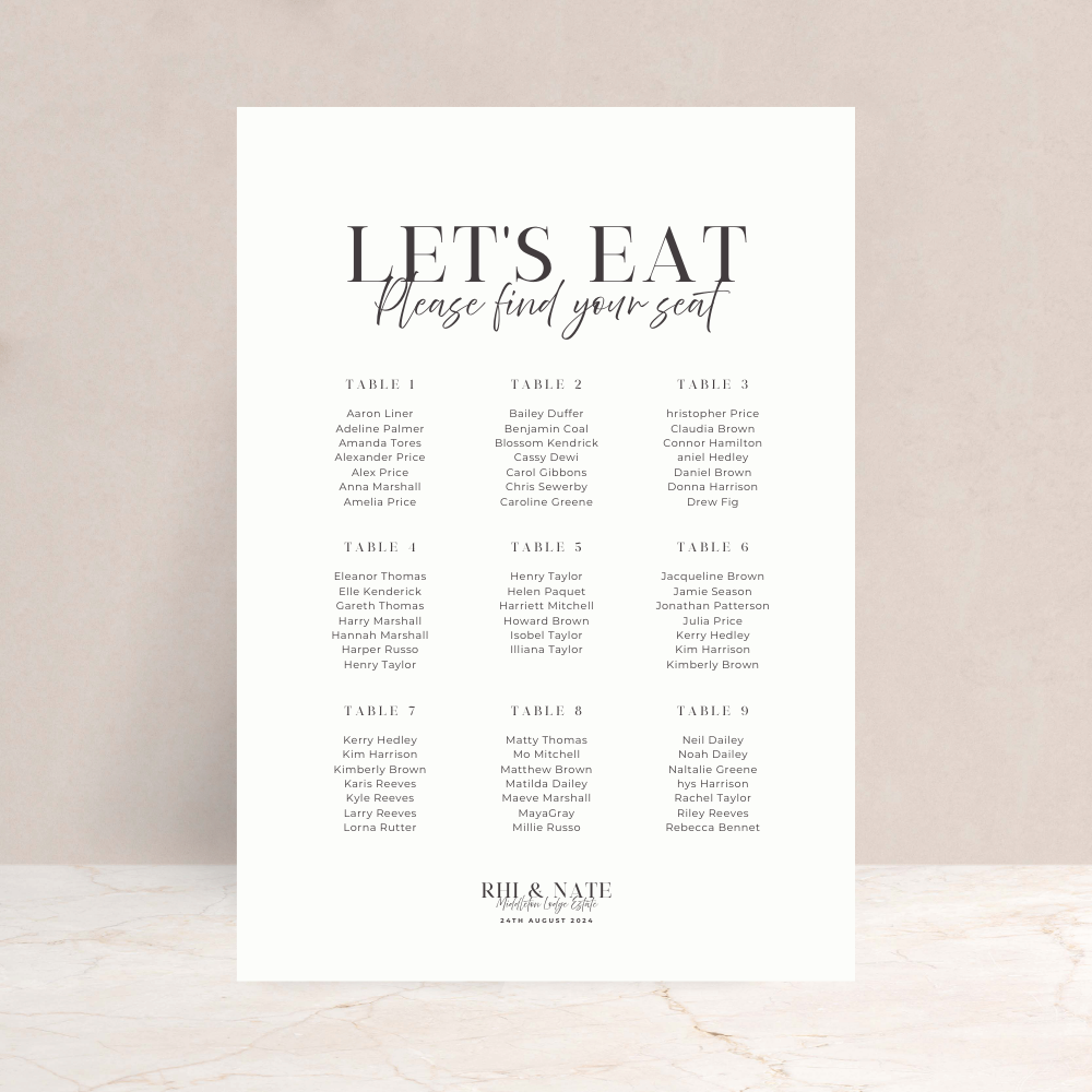 Rhi Wedding Table Plan Sign - The Ivy Collection | Luxury Wedding Stationery