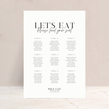Rhi Wedding Table Plan Sign - The Ivy Collection | Luxury Wedding Stationery