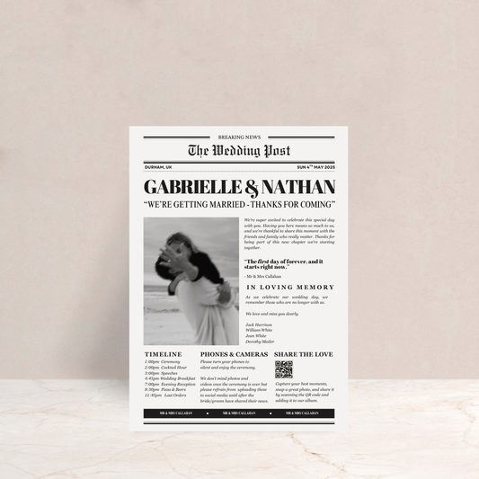 Rhi Wedding Newspaper Programme
