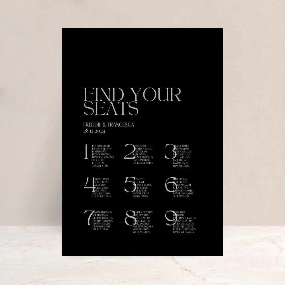 Francesca Wedding Table Plan Sign