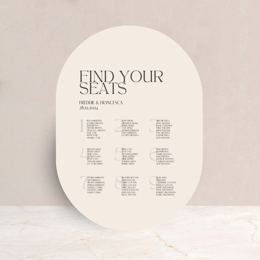 Francesca Wedding Table Plan Sign