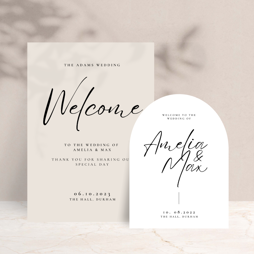 Amelia Wedding Welcome Sign Set of 2 - The Ivy Collection | Luxury Wedding Stationery